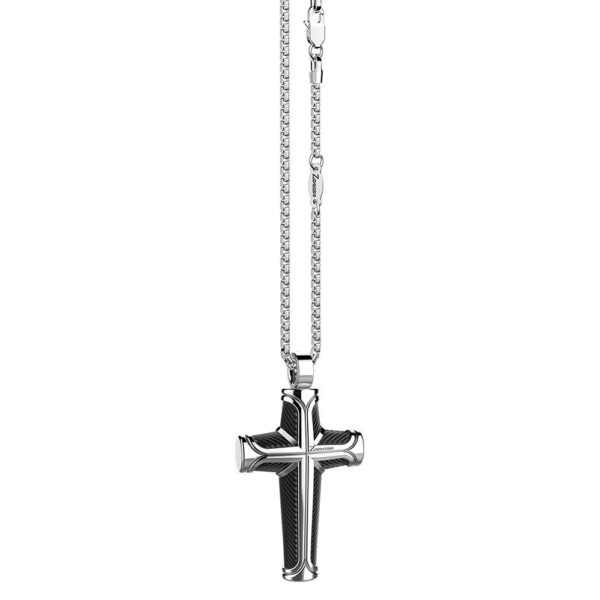 Necklace Silver 925 With Black Rhodium, Cross