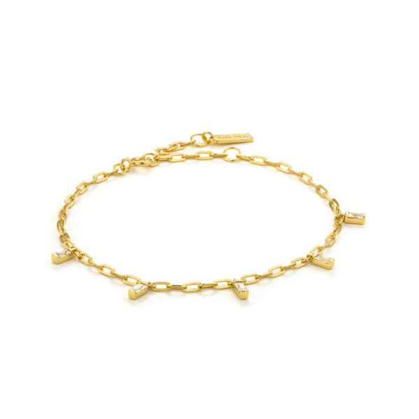 Bracelet Silver 925 Yellow Gold Plated 14K With Cubic Zirconia, Glow Drop