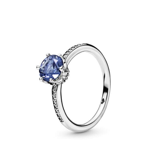 Ring Silver 925 With Crystal And Cubic Zirconia, Blue Sparkling Crown