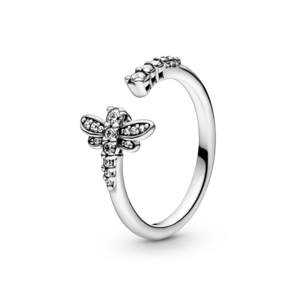 Ring Silver 925 With Cubic Zirconia, Open Sparkling Dragonfly