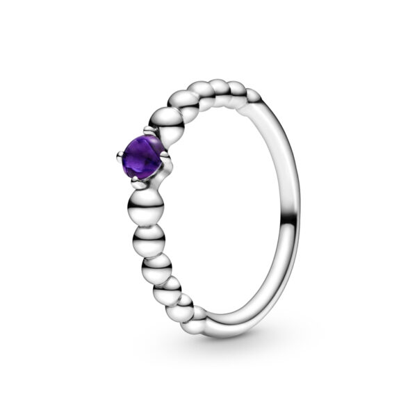 Purple Beaded Ring Silver 925