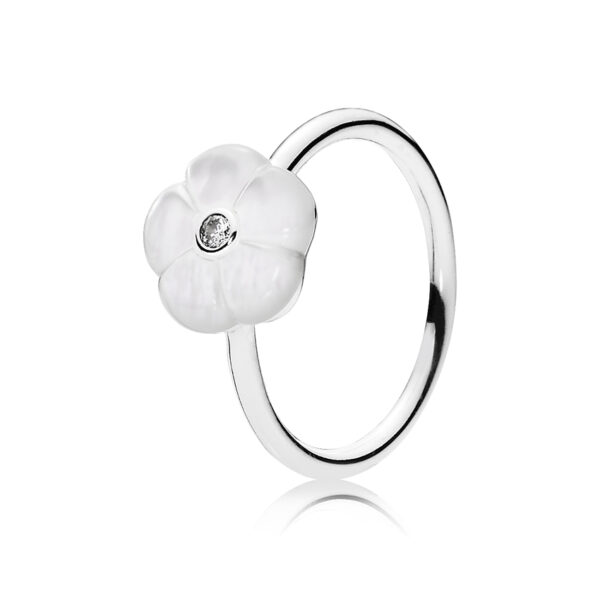 Ring Silver 925 With Mother Of Pearl And Cubic Zirconia, Luminous Floral