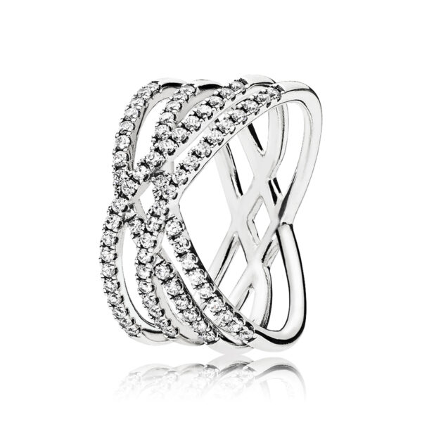 Ring Silver 925 With Cubic Zirconia, Cosmic Lines