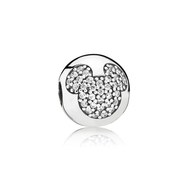Clip Charm Silver 925 With Cubic Zirconia, Disney Mickey Pavé