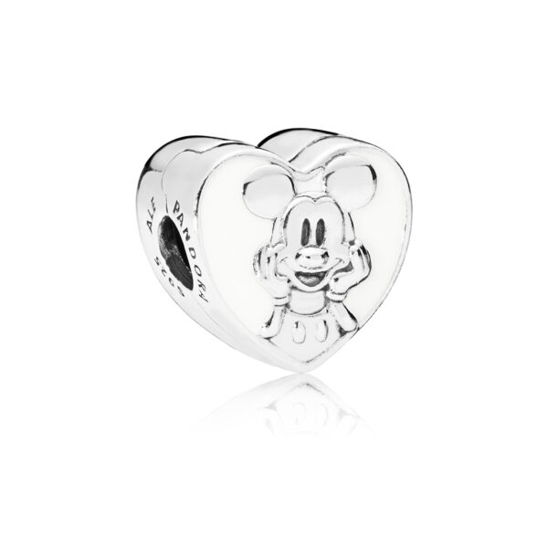Clip Charm Silver 925 With Enamel, Disney Vintage Mickey Mouse Heart