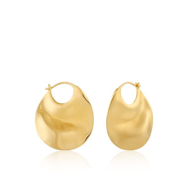 Earrings Silver 925 Yellow Gold Plated, Ripple Thick