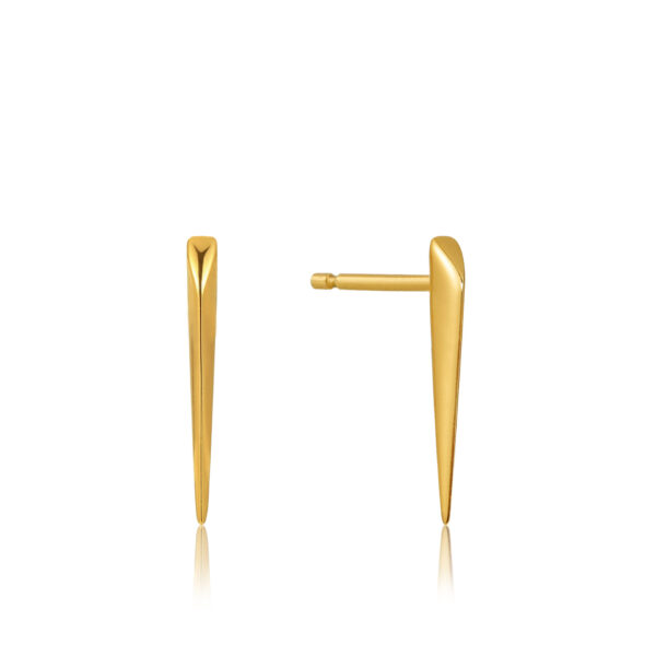 Earrings Silver 925 Yellow Gold Plated, Staight Spike