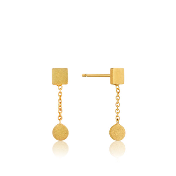 Earrings Silver 925 Yellow Gold Plated, Two Shape Drop