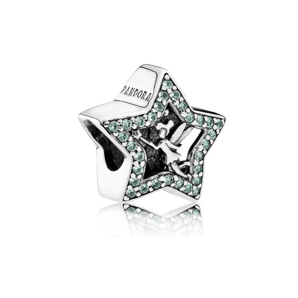 Charm Silver 925 With Green Crystals, Disney Tinker Bell Star