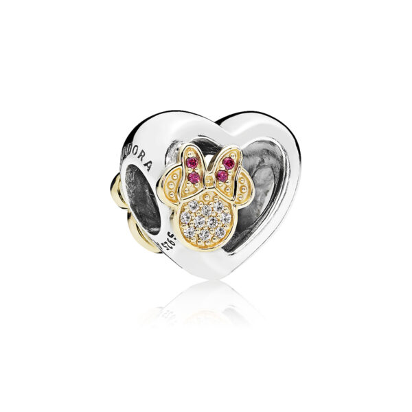 Charm Silver 925 With Gold 14K And Cubic Zirconia,  Disney Mickey &Amp; Minnie Love Icons