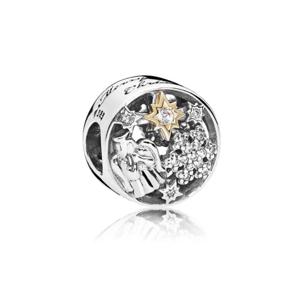 Charm Silver 925 With Gold 14K And Cubic Zirconia, Celestial Wonders