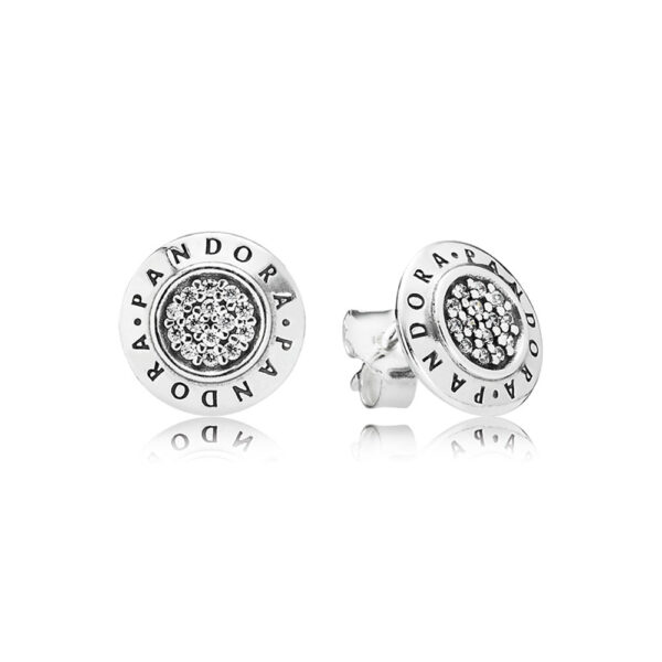 Stud Earrings Swilver 925 With Cubic Zirconia, Sparkling Pandora Logo