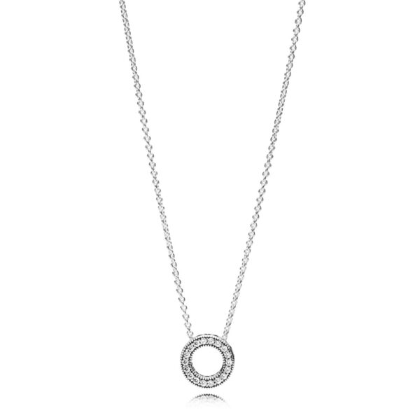 Necklace Silver 925 With Cubic Zirconia ,  Logo Pavé Circle Collier
