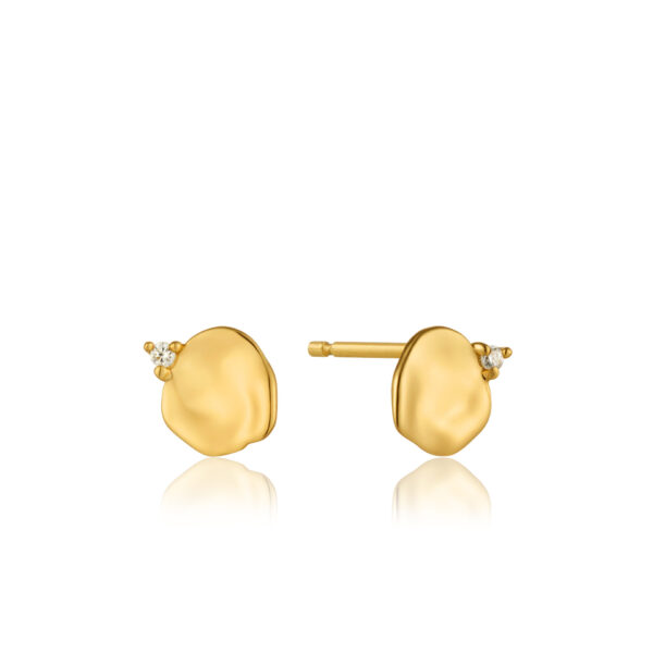 Earrings Silver 925 Yellow Gold Plated, Crush Disc