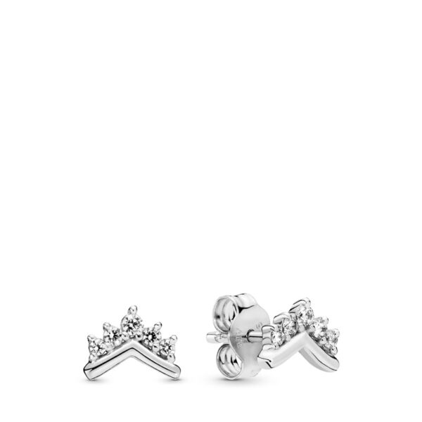 Stud Earrings Silver 925 With Cubic Zirconia, Tiara Wishbone