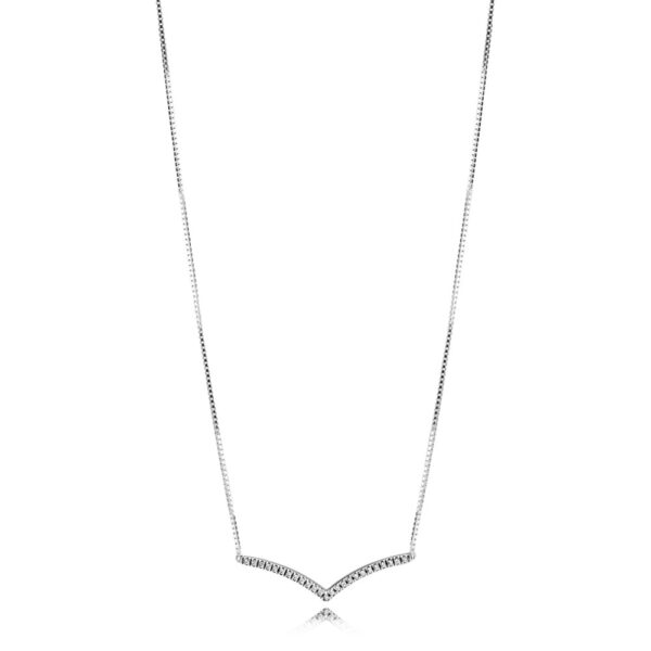Necklace Silver 925 With Cubic Zirconia, Sparkling Wish Bone