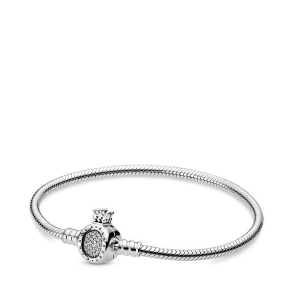 Bracelet Silver 925 With Cubic Zirconia,  Pandora Moments Crown O Clasp