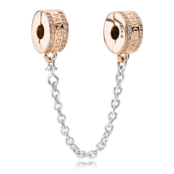 Safety Chain Pandora Rose With Silver 925 And Cubic Zirconia, Logo