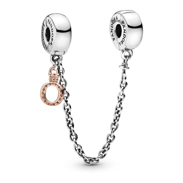Safety Chain Silver 925 Wioth Pandora Rose, Dangling Crown O