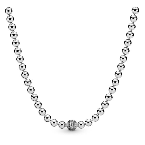 Chain Necklace Silver 925 With Cubic Zirconia, Beads And Pavé